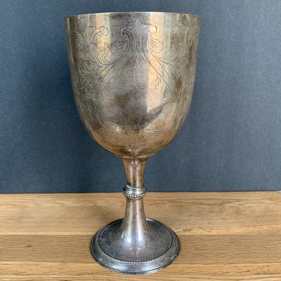VTG Chalice XL India Silver Goblet Etched Extra Large Bohemian Altar Boho Decor - Picture 6 of 9